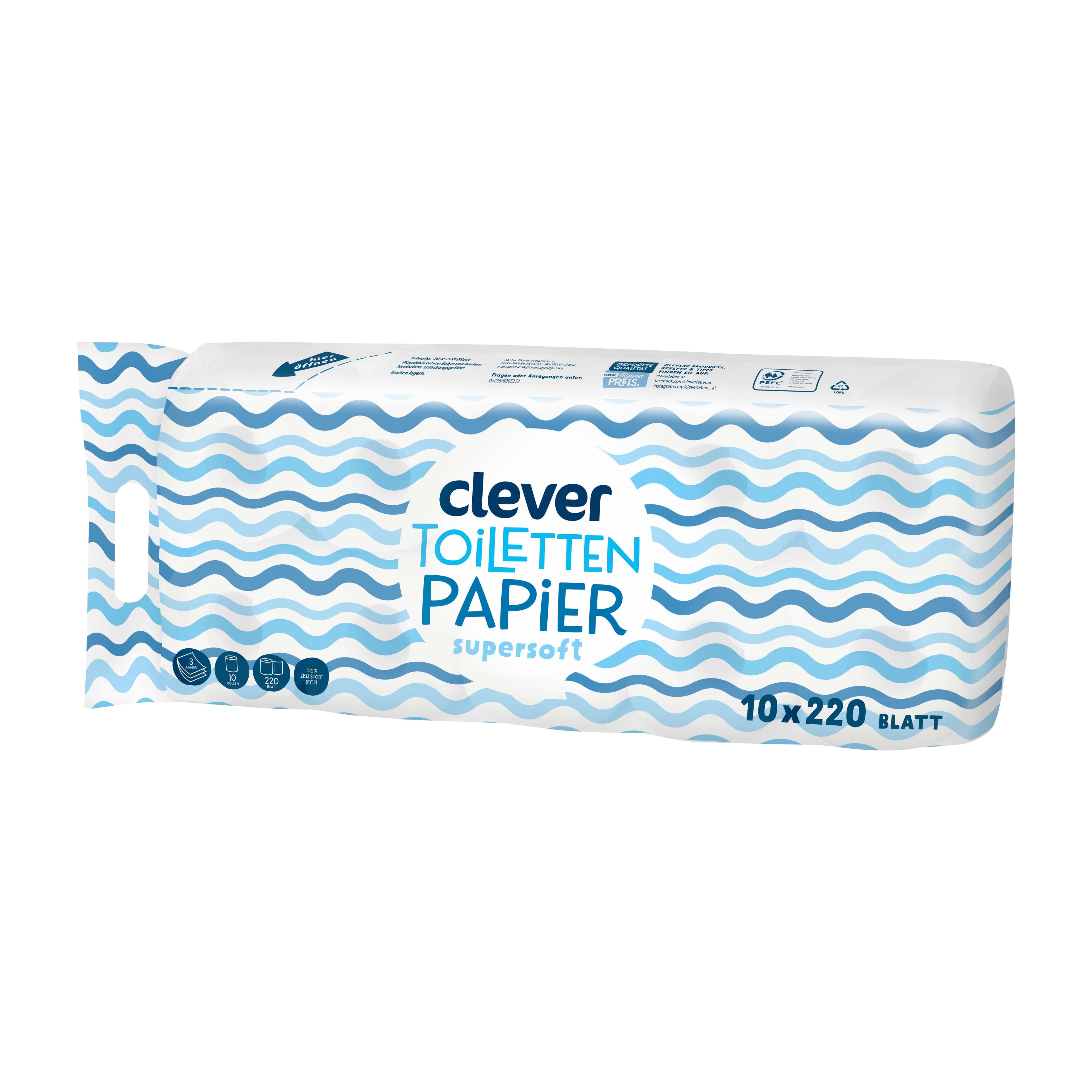 Clever Toilettenpapier 3 Lagig