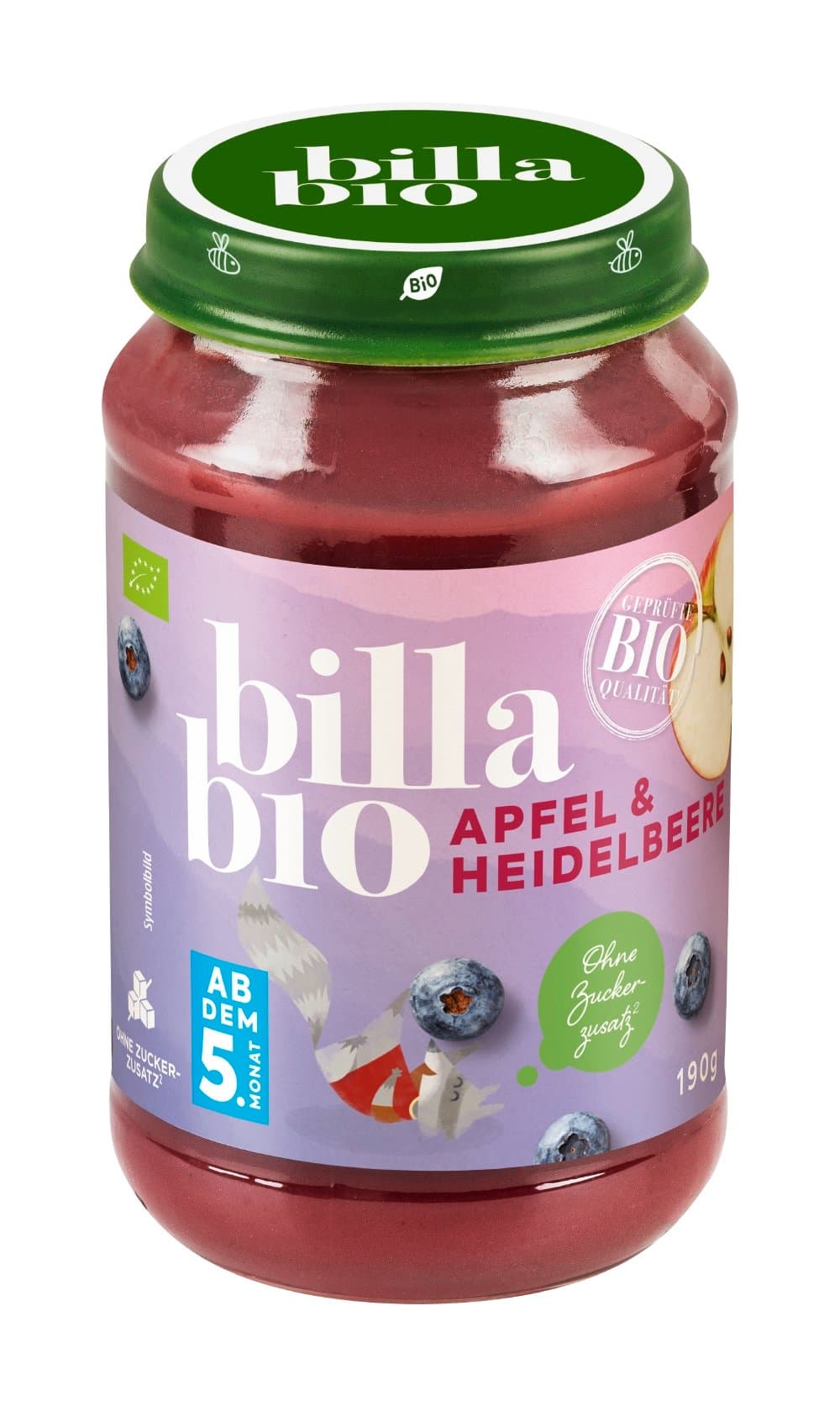 BILLA Glaeschen Apfel Heidelbeer Bio