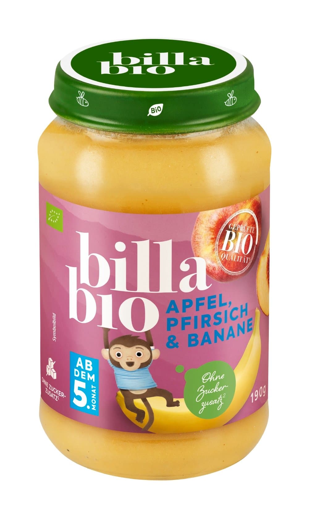 Glaeschen Apfel Banane Pfirsich